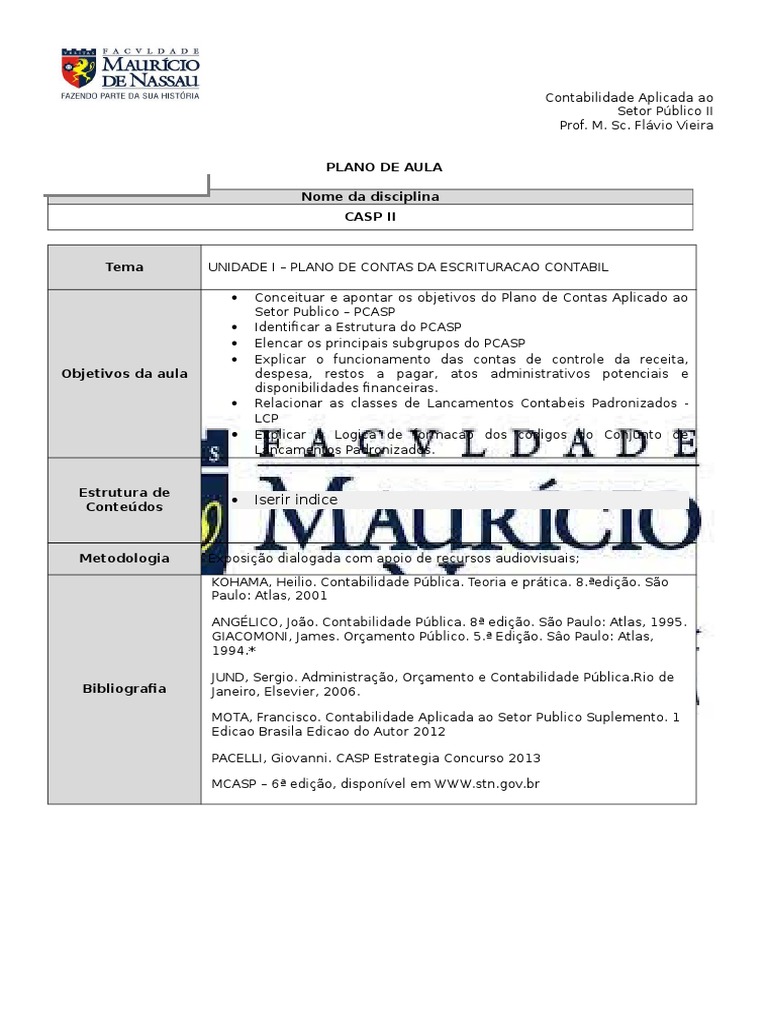 Plano de Contas Aplicado ao Setor Público (PCASP): Estrutura, Objetivos ...