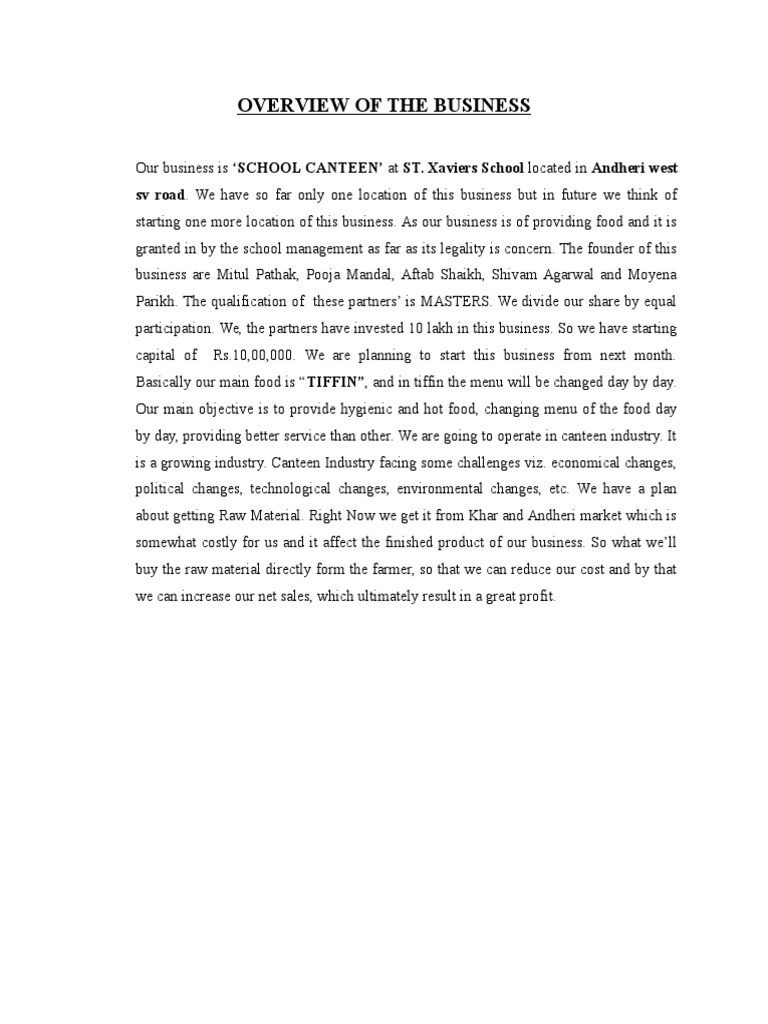 School Canteen Word Doc Cafeteria Marketing