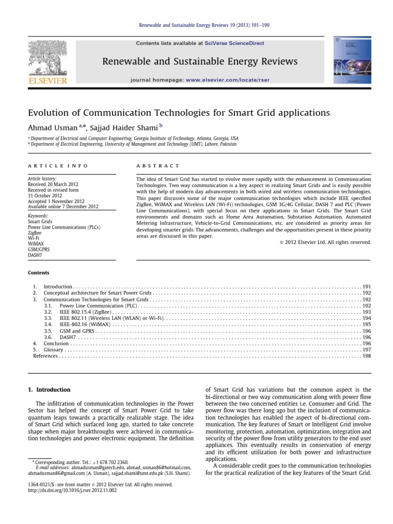 Smart Grid Communication Technologies | PDF | Computers | Technology ...