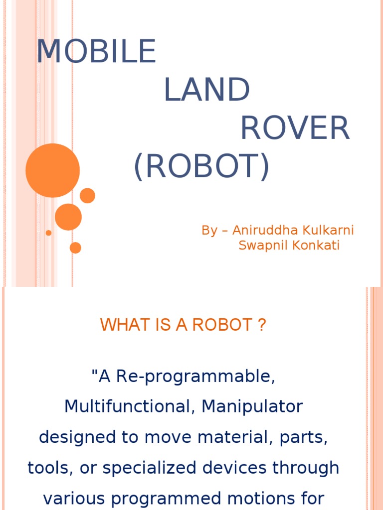 Mobile Land Rover Robot Overview | PDF
