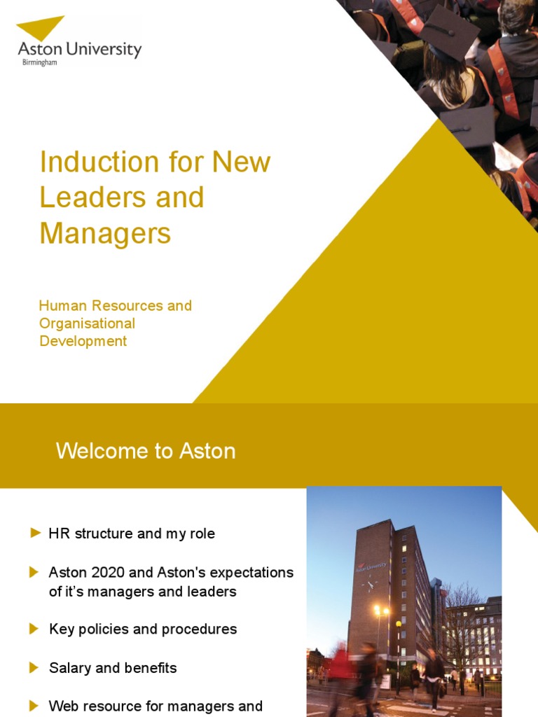 Induction For New Leaders and Managers: Human Resources and ...