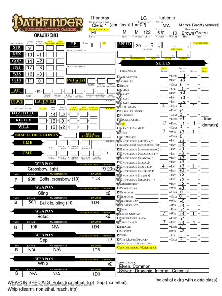 Character Sheet: STR DEX CON INT WIS CHA HP Speed | PDF | Role Playing ...