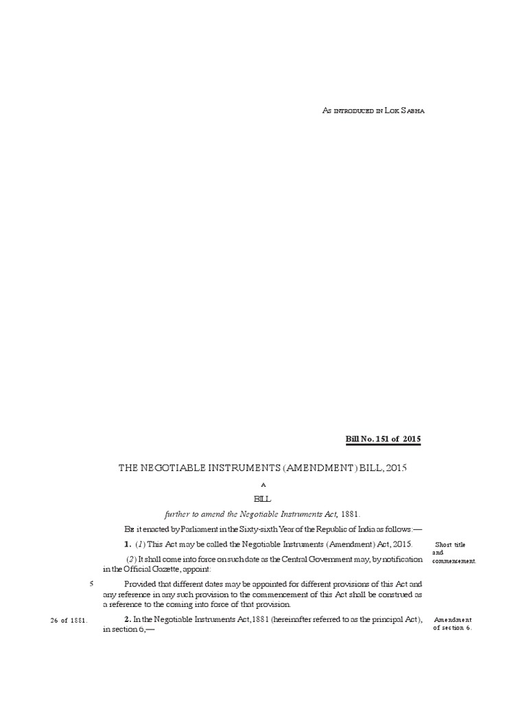 2015 Amendment to Negotiable Instruments Act | PDF | Negotiable ...