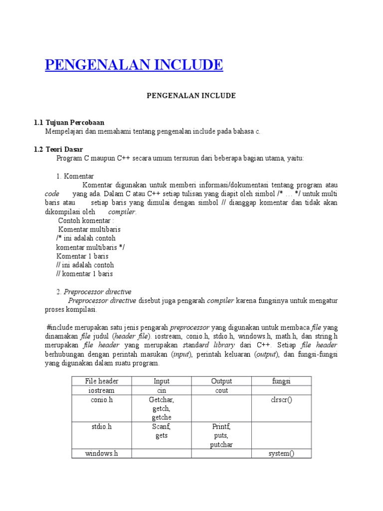 Pengenalan Include | PDF