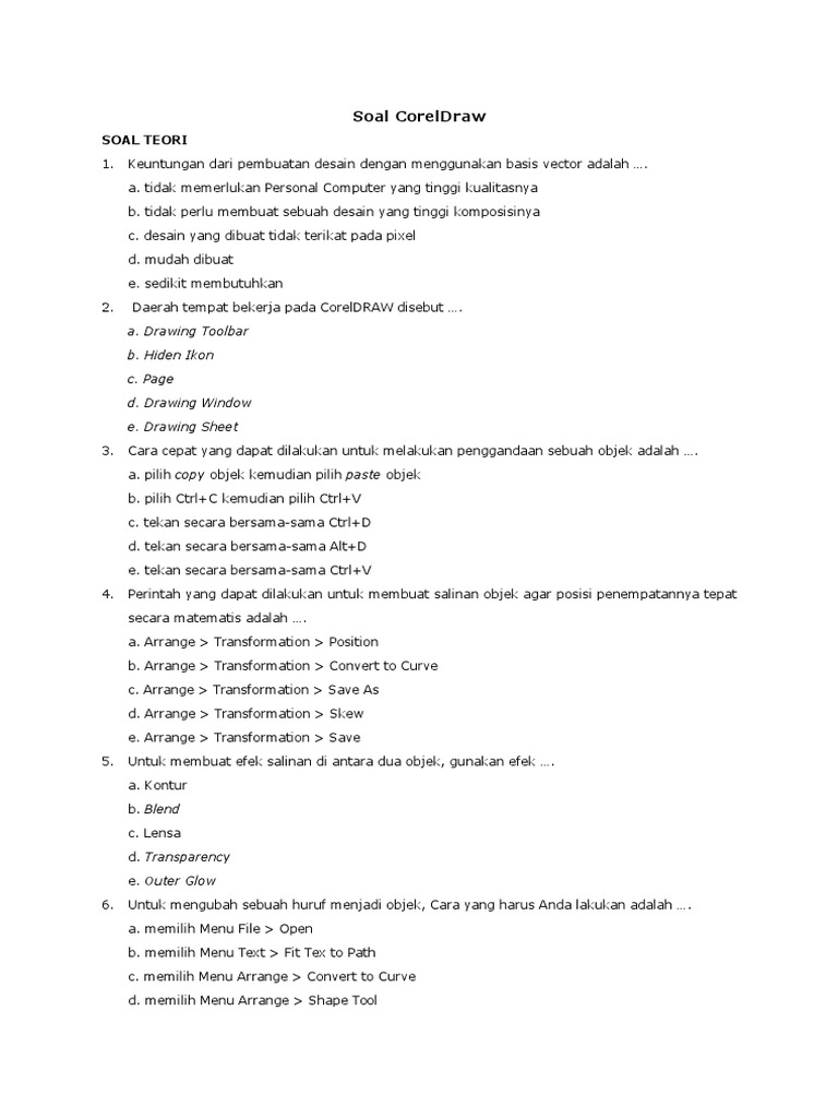 Soal Ujian Corel Draw