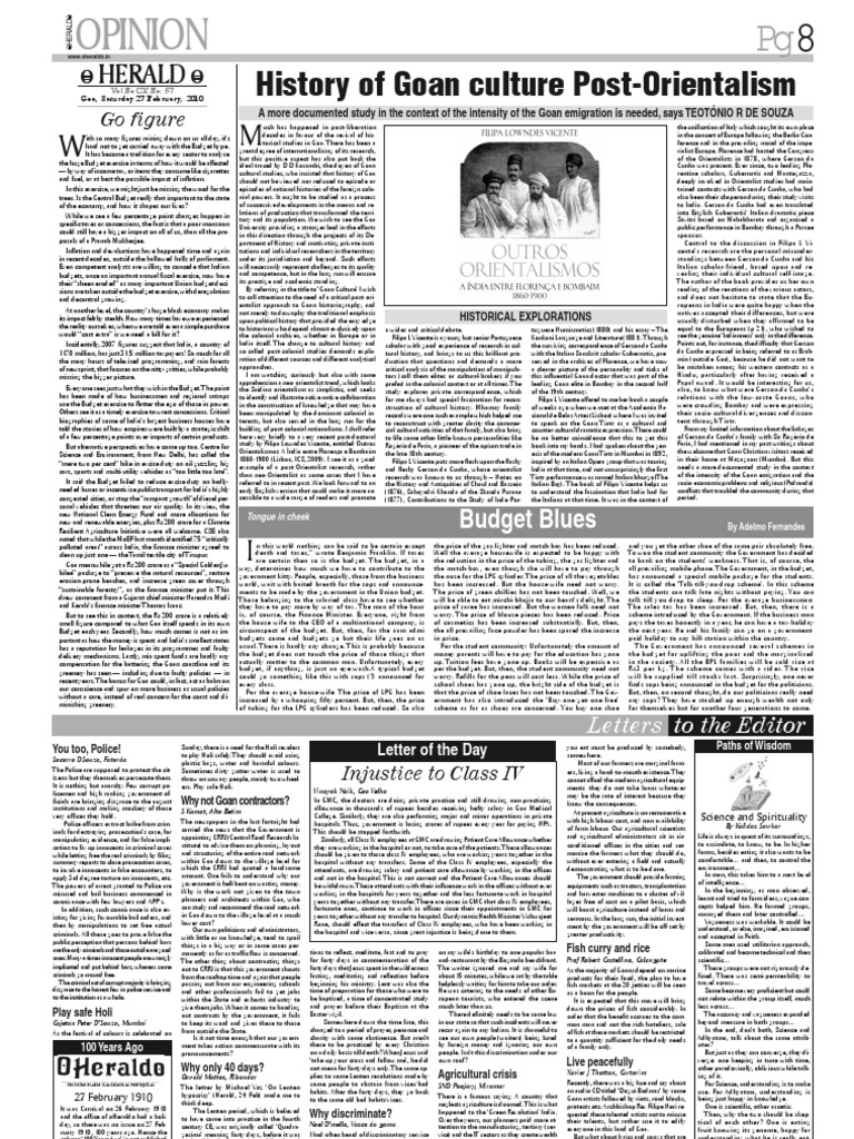 History of Goan Culture: Post-Orientalism | PDF | Taxes