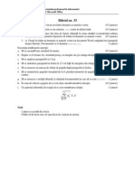 Biletul Nr. 33: Examen Pentru Obńinerea Atestatului Profesional În Informatică Tema: Microsoft Windows & Microsoft Office