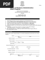 DBA Application Form for Fall 2015 