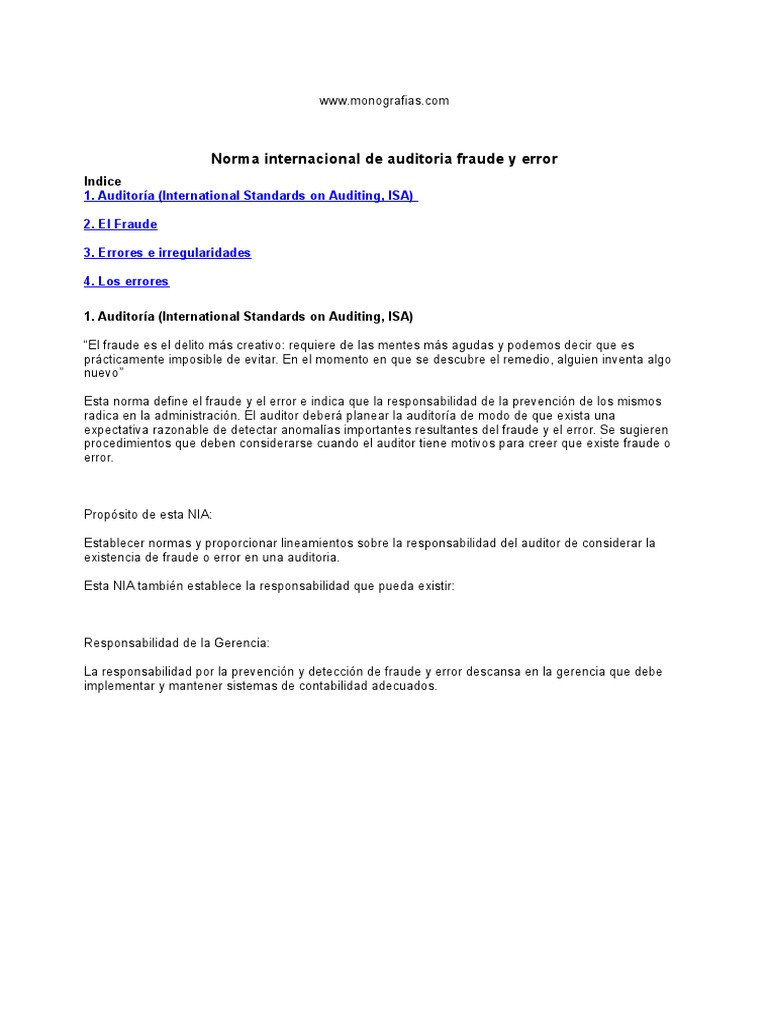 Fraude y Error en Auditoría: Normas Clave | PDF | Contabilidad | Auditoría