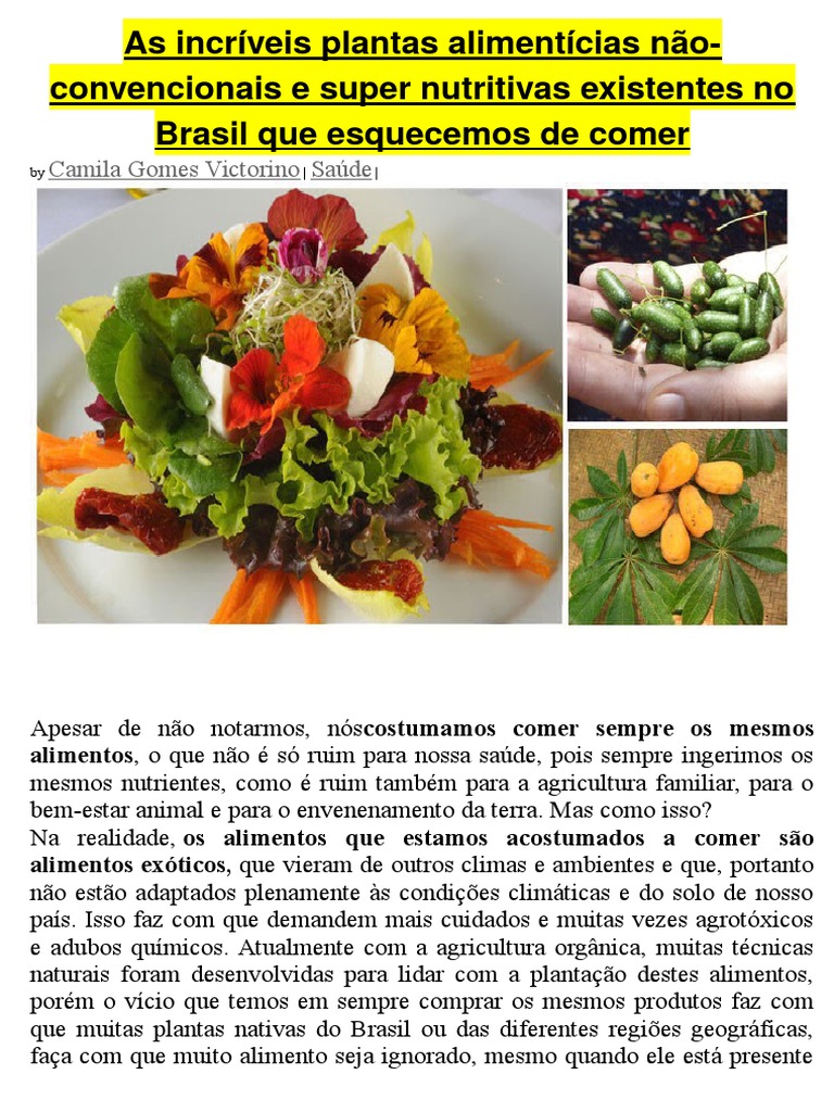 plantas alimentÃ­cias nÃ£o convencionais (panc) no brasil pdf download