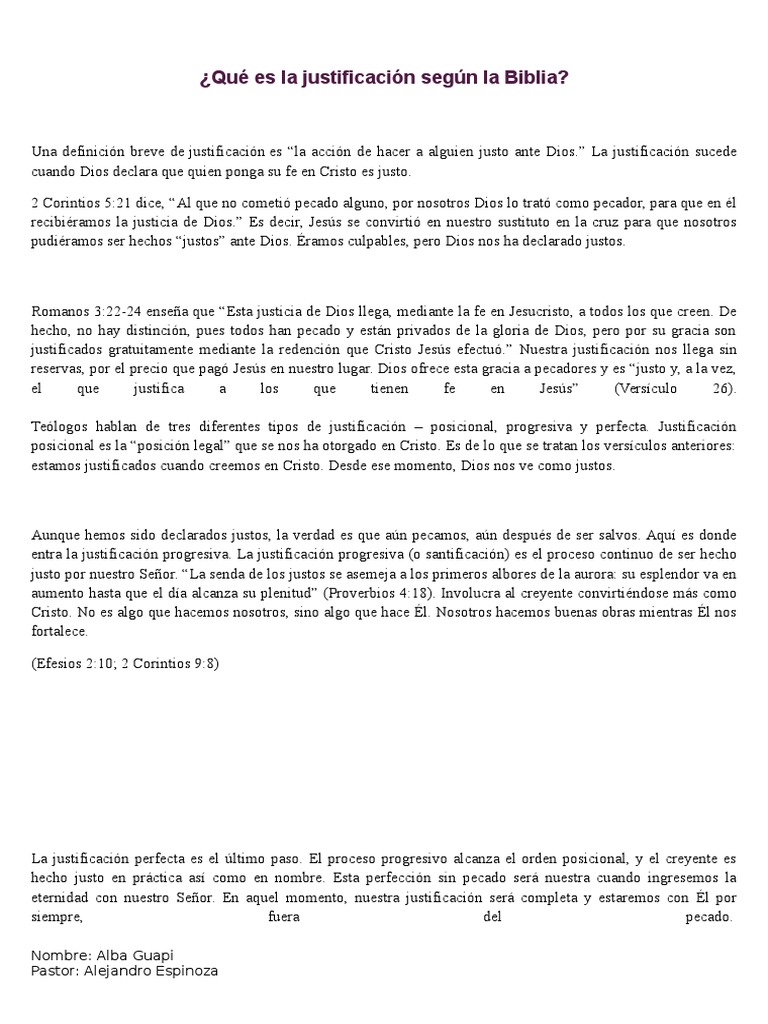 Qué Es La Justificación Según La