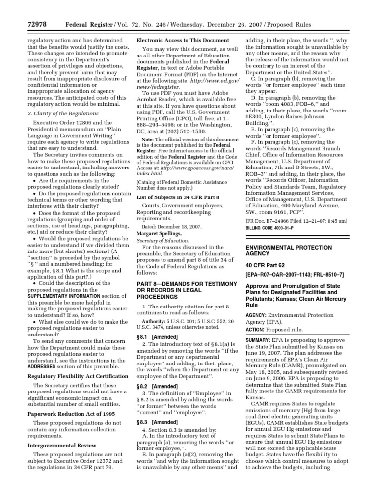 Proposed Rule Air Programs Approval and Promulgation State Plans For