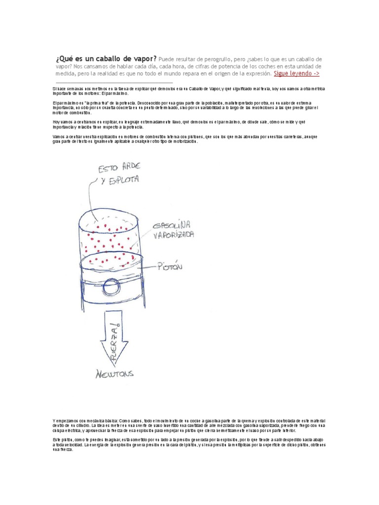 Qué Es Un Caballo de Vapor Esfuerzo de torsión Pistón