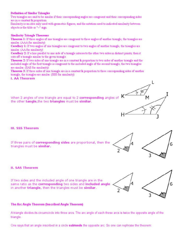Definition of Similar Triangles Triangle Circle