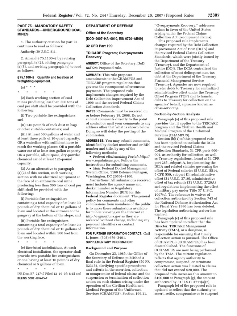 Proposed Rule Civilian Health and Medical Program of The Uniformed