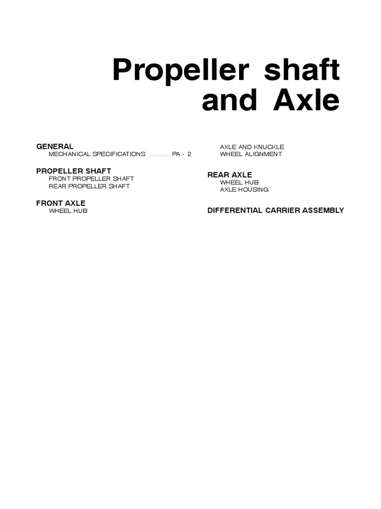 Propeller Shaft And Axle Pdf Pdf Axle Nut Hardware