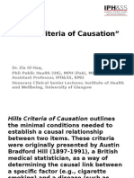 Hills Criteria of Causation - Zia