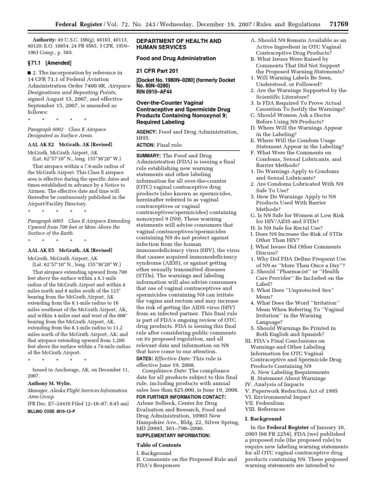 Rule Human Drugs Vaginal Contraceptive and Spermicide Products (OTC