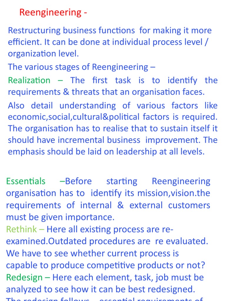 Business Process Reengineering Guide | PDF | Economies | Business
