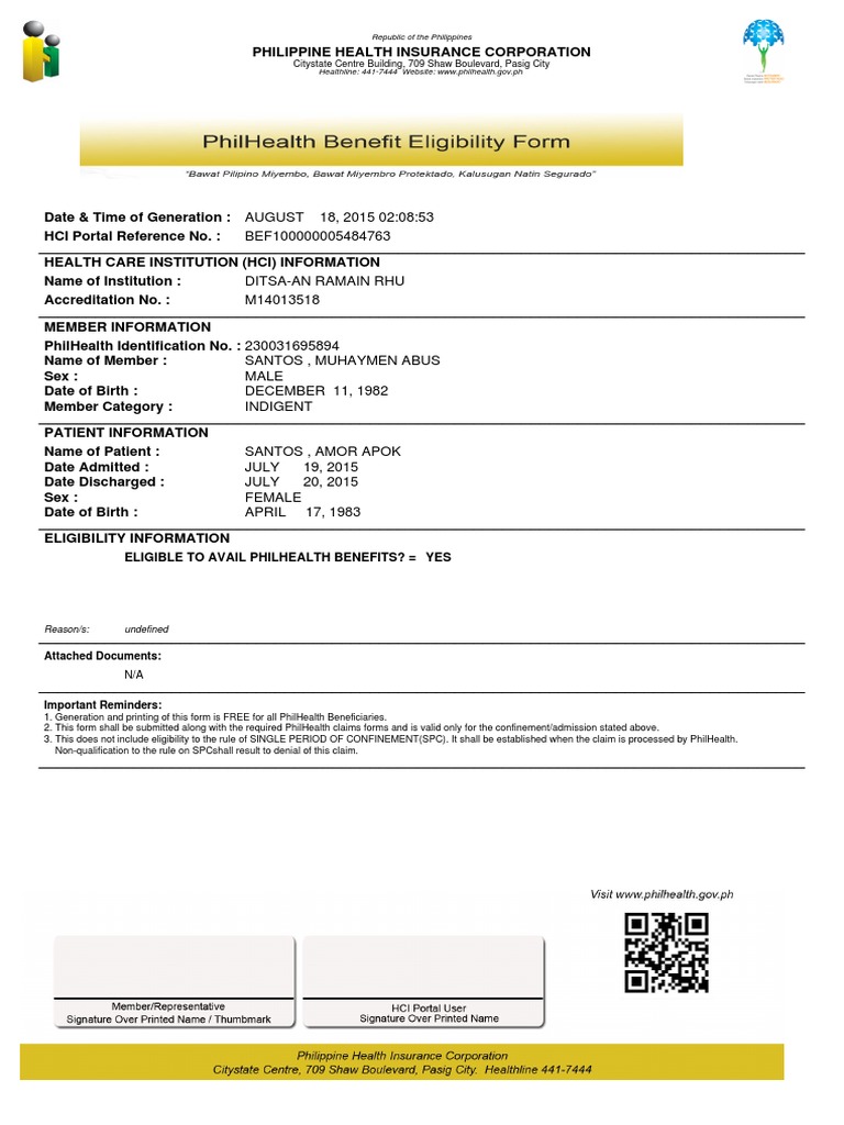 PhilHealth Member and Patient Details | PDF