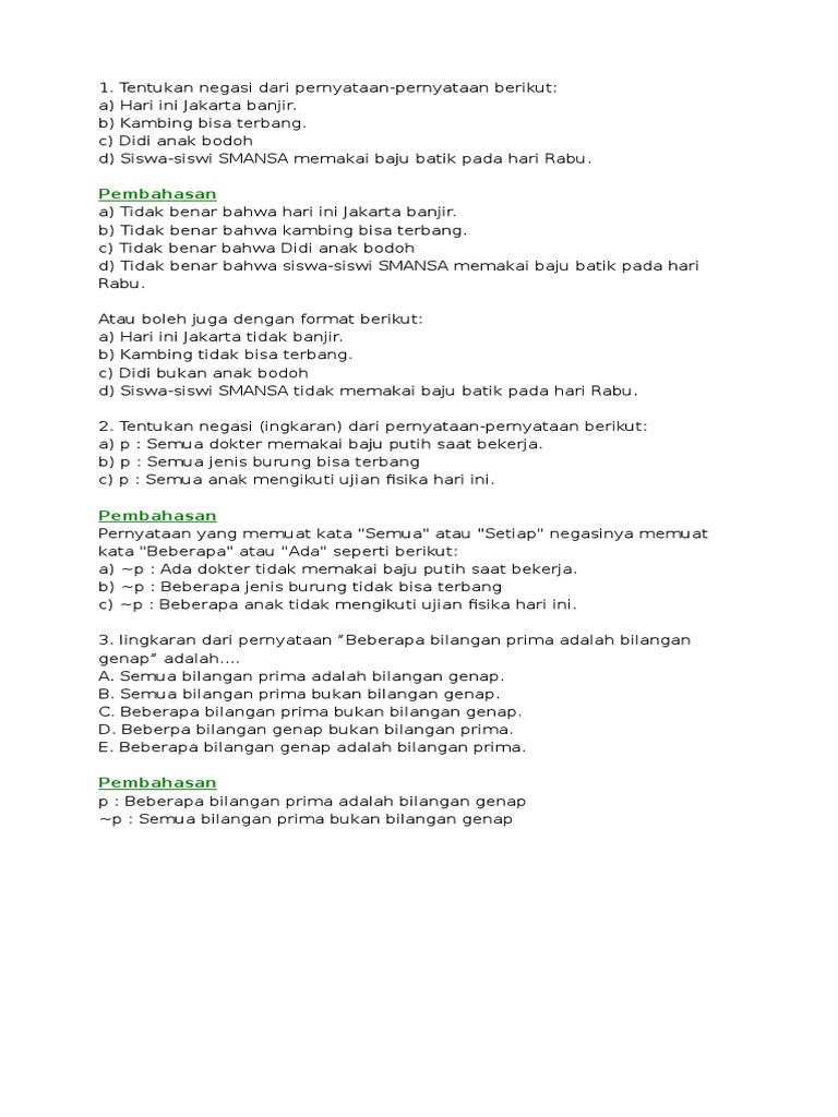 Soal Logika Matematika