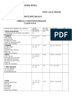 Liceul Teoretic Grigore Moisil Urziceni, Ialomita Prof. Iulia Tanase Planificare Anuală Limba Şi Literatura Engleză Clasa A Ix-A