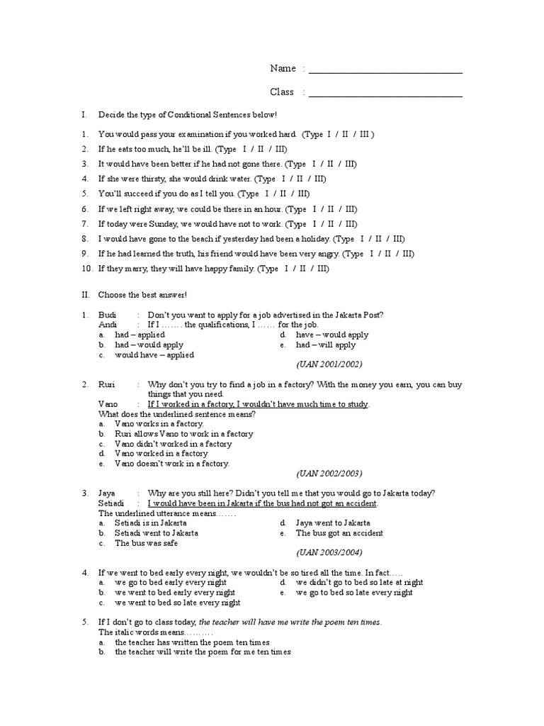 Quiz Conditional Sentences | PDF