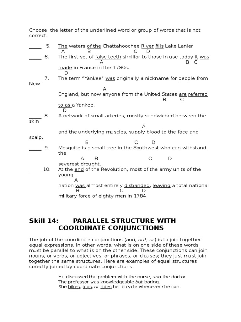 Choose the Letter of the Underlined Word or Group of Words That is Not ...