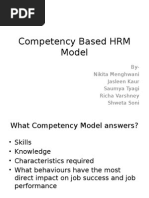 Competency Based HRM Model: By-Nikita Menghwani Jasleen Kaur Saumya Tyagi Richa Varshney Shweta Soni