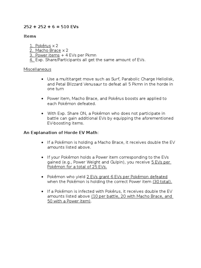 252 + 252 + 6 510 Evs Items | PDF