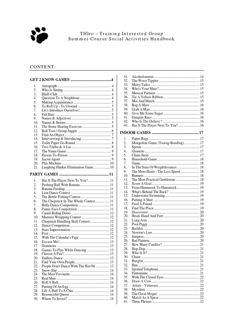 Social Activities Handbook for Summer Courses | PDF | Laughter | Learning