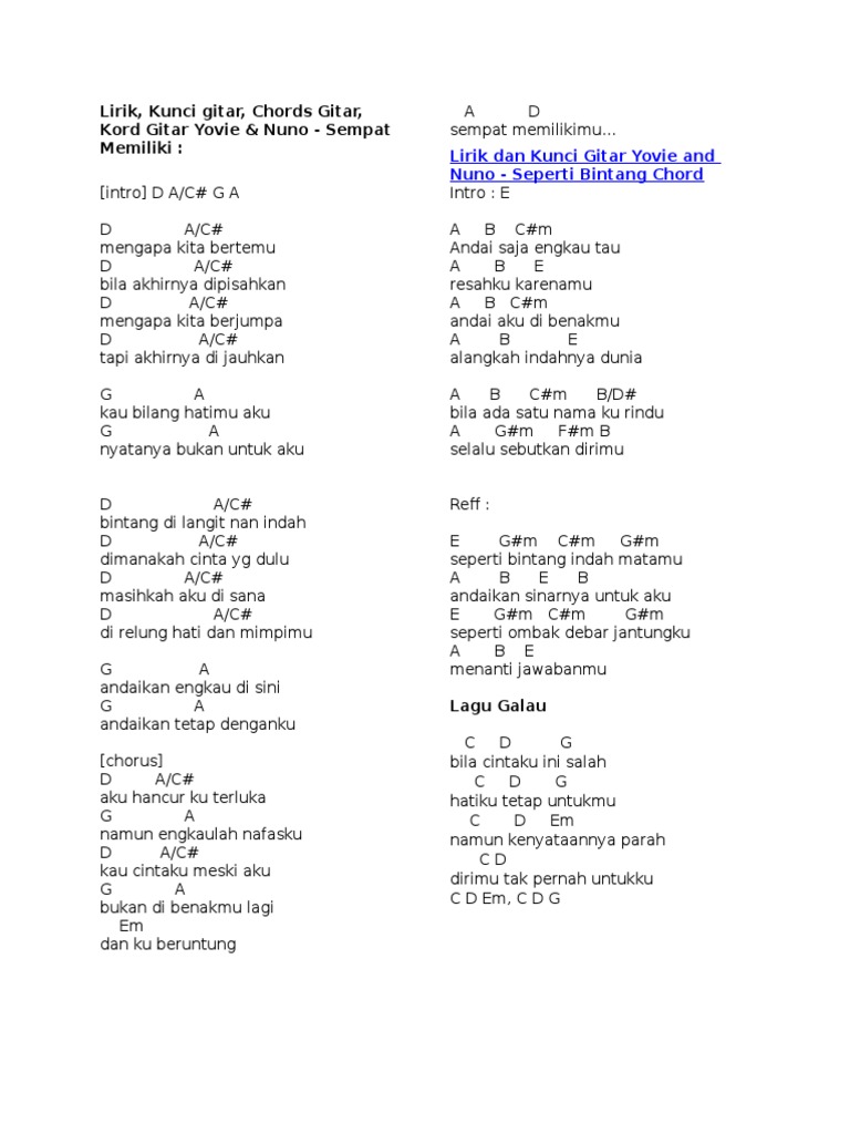 Kunci Gitar Lagu Ada Hati Yang Termanis