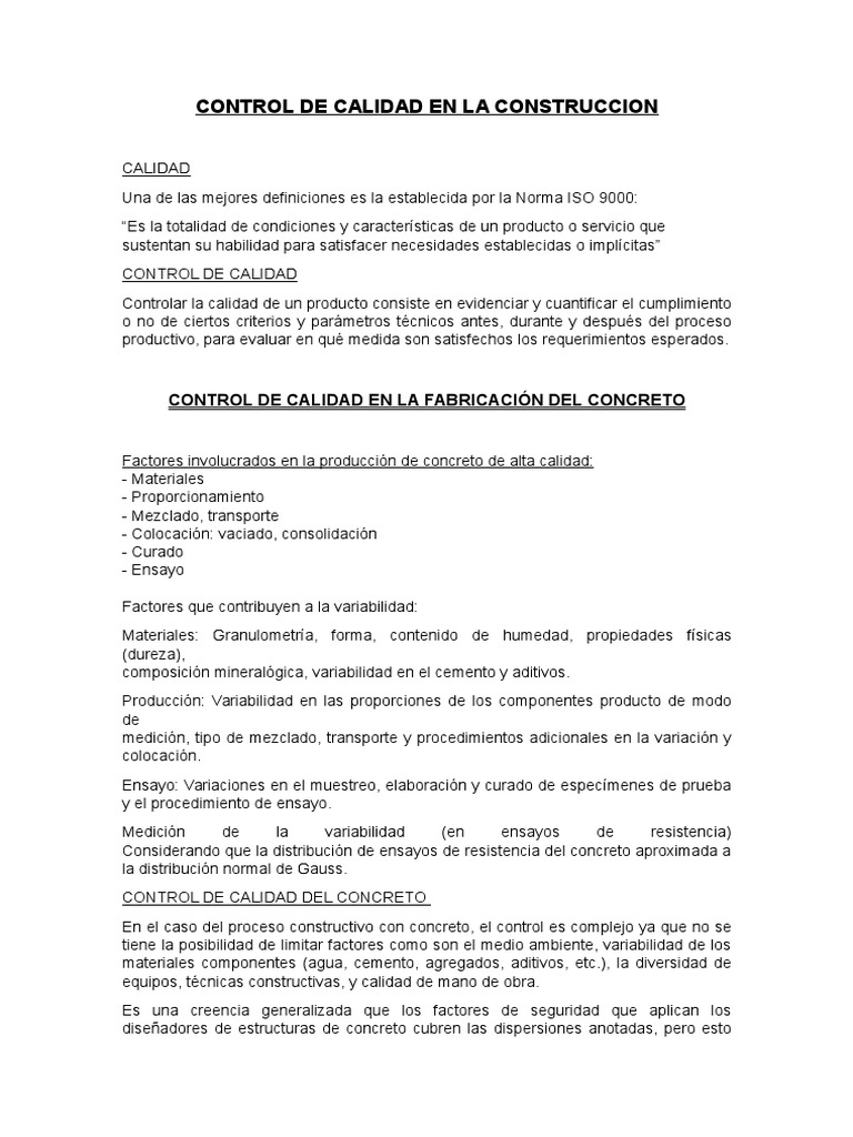 Control de Calidad del Concreto en Obra | PDF | Acero | Cemento