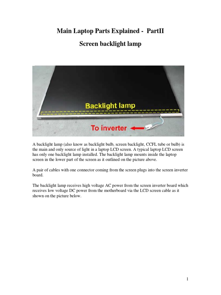 Backlight Lamp and Inverter Insights | PDF | Computer Monitor | Backlight