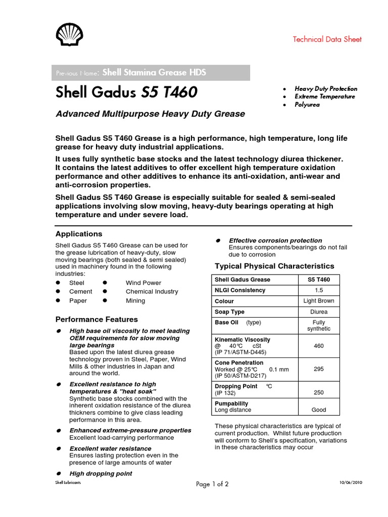 Shell Gadus S5 T460:: Shell Stamina Grease HDS | PDF | Manmade ...