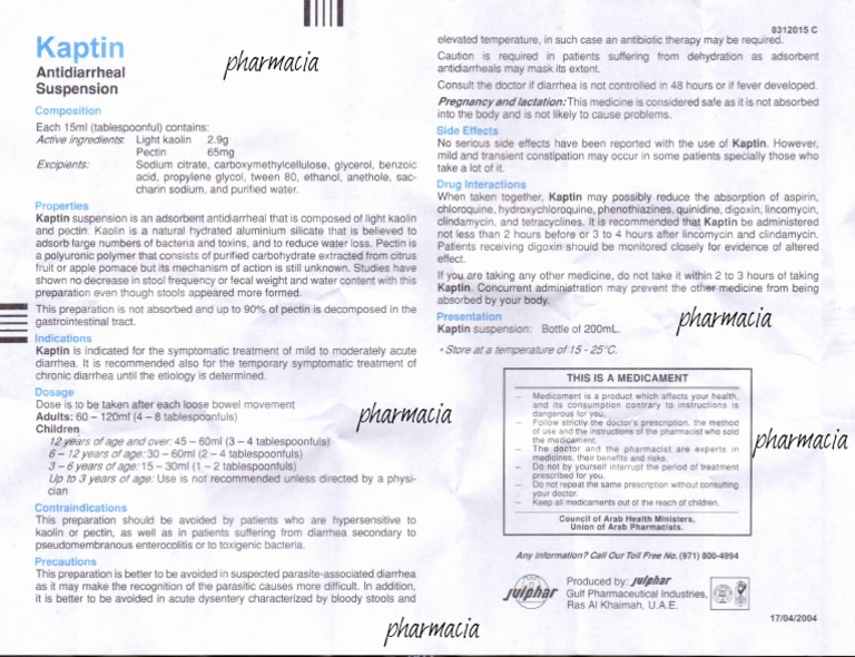 Kaptin Suspension for Diarrhea Treatment | PDF | Medical Prescription ...