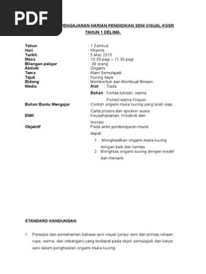 Rph Psv Tahun 2 Origami Kucing Pdf