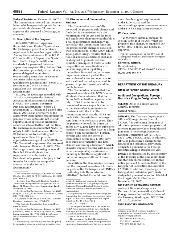 Notice Sanctions; blocked persons, specially designated nationals