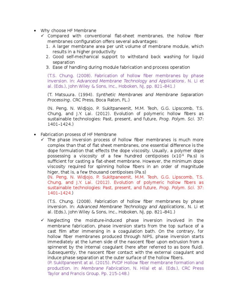 Advantages of Hollow Fiber Membranes | PDF | Polymers | Chemistry