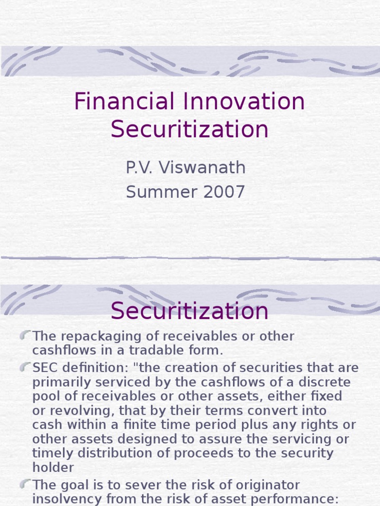 Securitization Of Banks Pdf Securitization Government National