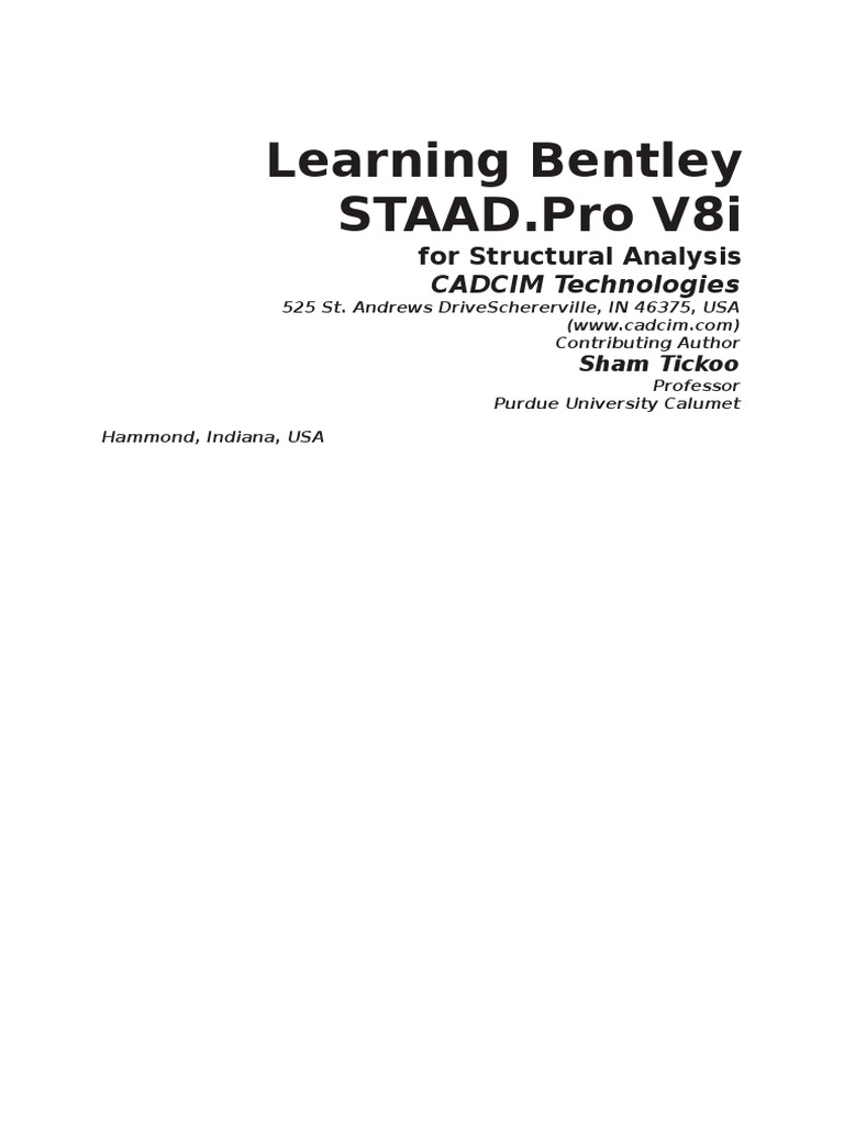 Learning Bentley STAAD - Pro V8i: For Structural Analysis | PDF ...