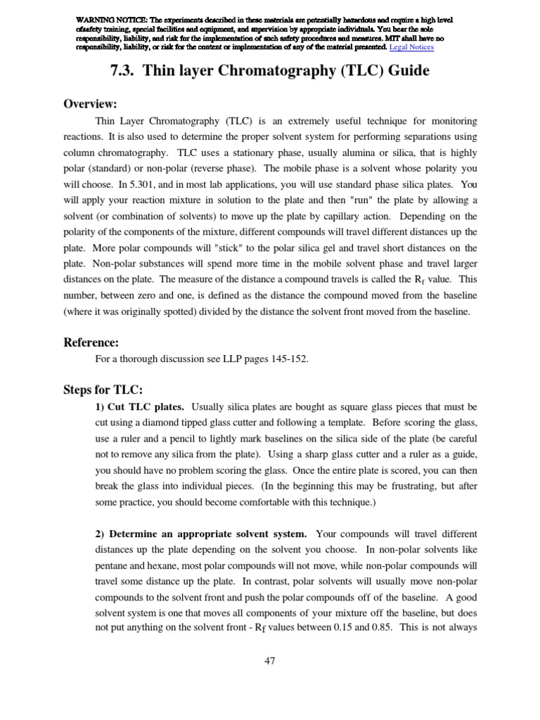 Solvent TLC System PDF Thin Layer Chromatography Scientific