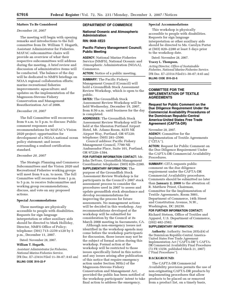 Federal Register / Vol. 72, No. 231 / Monday, December 3, 2007 ...