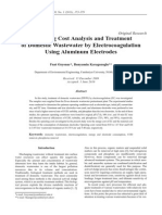 Operating Cost Analysis and Treatment of Domestic Wastewater by Electrocoagulation Using Aluminum Electrodes