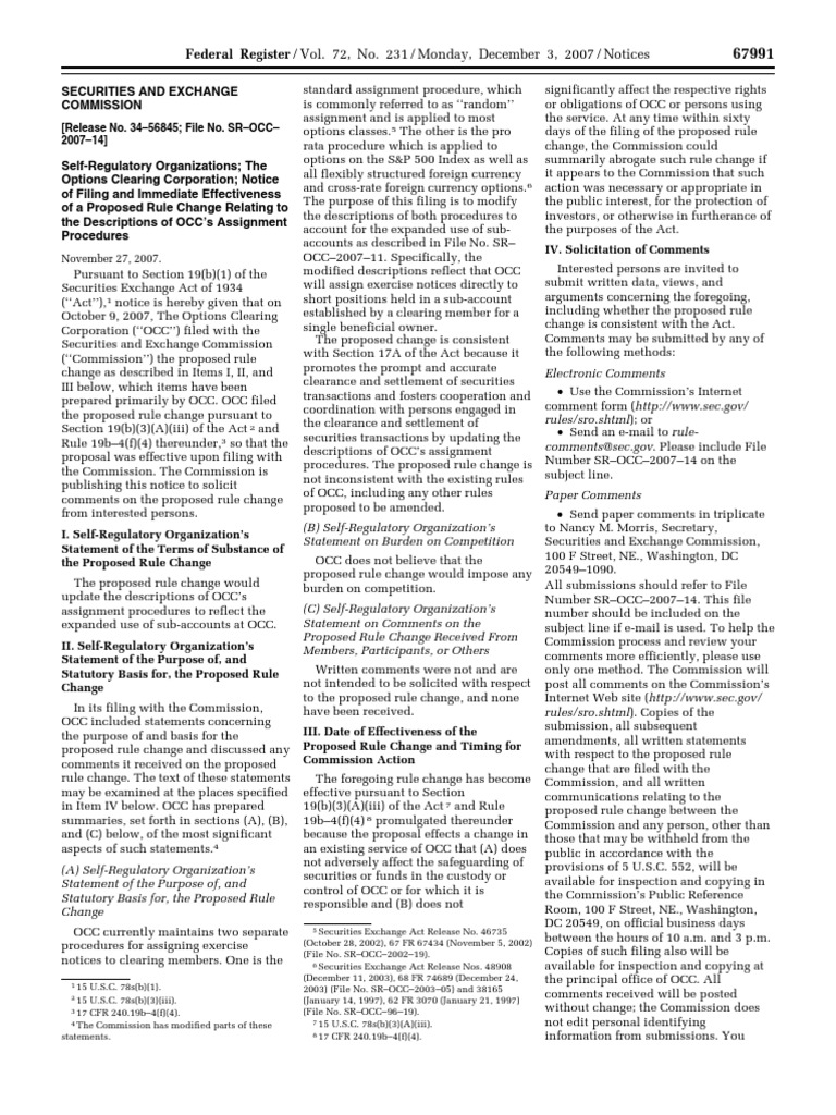 Notice self regulatory organizations proposed rule changes options