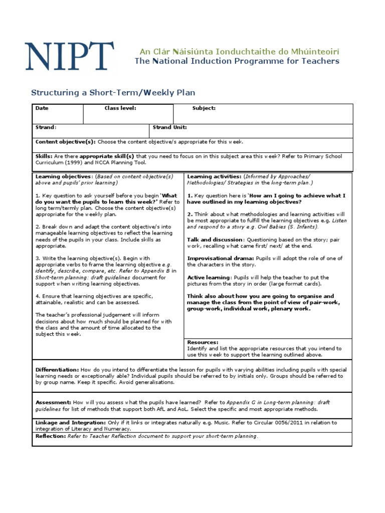Short-Term Planning for Primary Teachers | PDF | Learning | Teachers