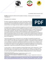 Declaración Institucional de (Ciudad, Municipio, Comarca) Como "Zona Libre de Transgénicos" / 20150722 - CartaZLTs