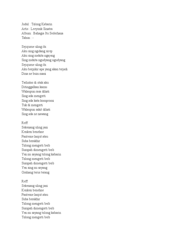 Bahasa Bali Lirik Lagu