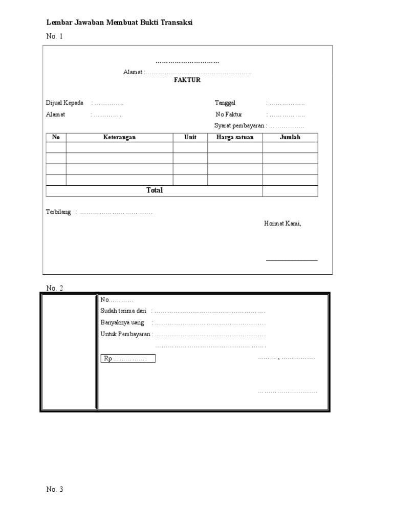 Contoh Soal Bukti Transaksi Dan Jawabannya - Contoh Soal Terbaru