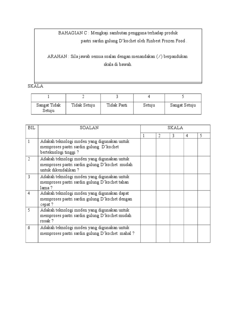 Contoh Borang Soal Selidik Pengajian Am - Contoh Soal Terbaru